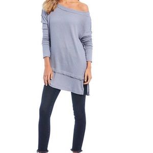 FREE PEOPLE NORTH SHORE GREY THERMAL TUNIC TOP
